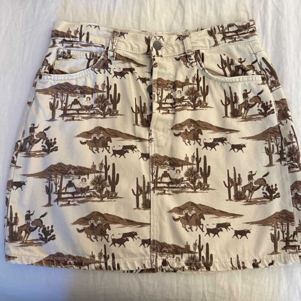 Reformation Jackie High Rise Denim Skirt Western/Horse